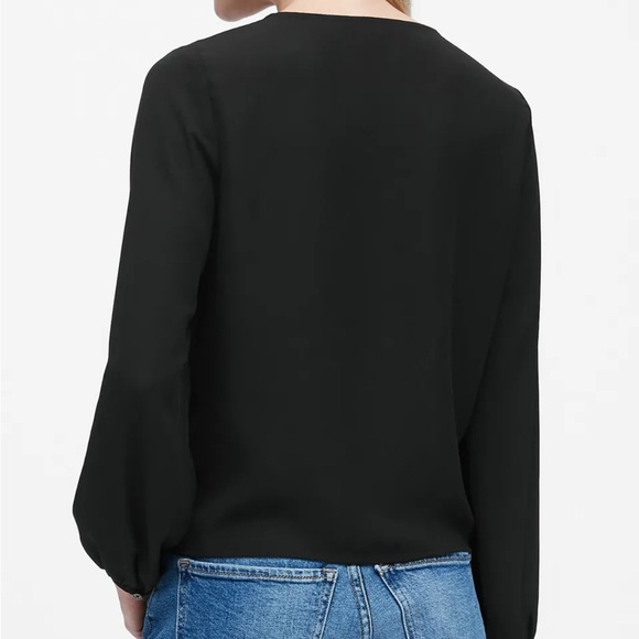 Banana Republic Black V-Neck Wrap Blouse - Picture 2 of 6